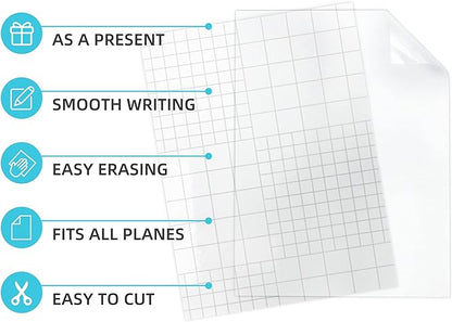 Clear Dry Erase Board Paper-Whiteboard for Fridge-Clear Contact Paper Sheets for Wall-Adhesive Dry Erase Board Sticker for Desk/Refrigerator/Office/Classroom/Wallpaper(5.82''X8.27''X6 Pcs)