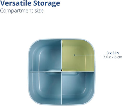 BLUE GINKGO Stackable Organizer Caddy – Korean-Made Portable Tote for Bathroom, Office, Crafts, or School Supplies (Square, Blue)