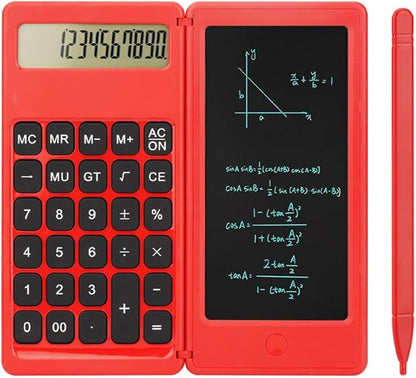 Desk Calculator, Desktop Small Calculator with Writing Notepad, Basic 4-Function Math Large Button Calculator, School Supplies for Kids, Middle/High School Students (Red)