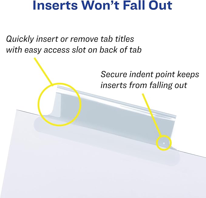 Avery Extra-Wide Big Tab Insertable Dividers for 3 Ring Binders, 5 Tab Set, White Paper, Clear Tabs, Works with Sheet Protectors, 1 Set (11221) (Pack of 5)