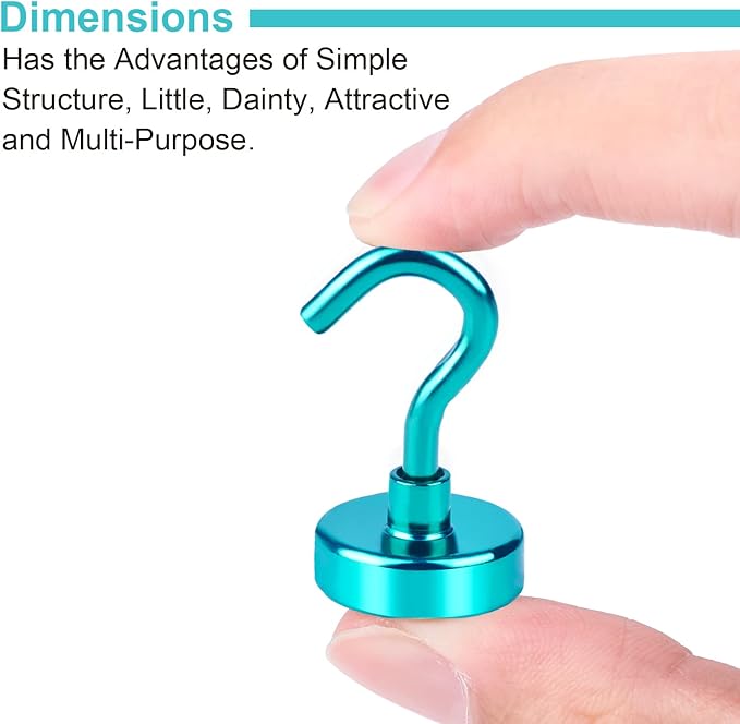 DIYMAG Magnetic Hooks, 30Lbs Strong Heavy Duty Cruise Magnet S-Hooks for Classroom, Fridge, Kitchen etc, (6 Pack-Green)