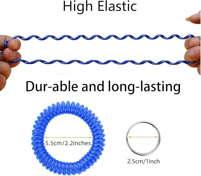 Pack of 36 Colorful Spring Spiral Wrist Coil Key Chain, Wristband Key Ring (Assorted Color)