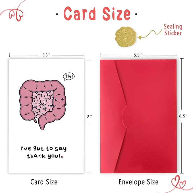 Funny Appreciation Card for Men Women, Lovely Thank You Gifts for Doctor Nurse, Humorous Thank You Card for Gastroenterologist Surgeon, I've Gut to Say Thank You