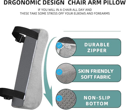 Office Chair Armrest Covers Memory Foam Chair Arm Pads,Universal Elbow Pillow Gaming Chair Arm Rest Cushion for Elbows and Forearms Pressure Relief(Set of 2)