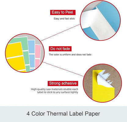 Misofuki 2.25x1.25 1000 Labels Rectangular Green Direct Thermal Stickers Labels Roll Compatible with Zebra, Rollo, MUNBYN, Self-Adhesive Direct Thermal Labels