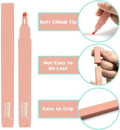 Vitoler Bible Highlighters with Soft Chisel Tip,10Pcs,Aesthetic No Bleed Dry Fast Easy to Hold, Bible Highlighters,Cute Highlighters for School Office Supplies