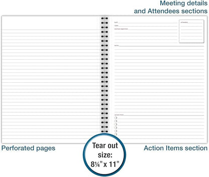 Cambridge Notebook, Business Notebook, 8-1/4" x 11", 80 Sheets, Ruled, Meeting Notes, Flexible Cover, Wirebound, Gray (06132) (Pack of 2)