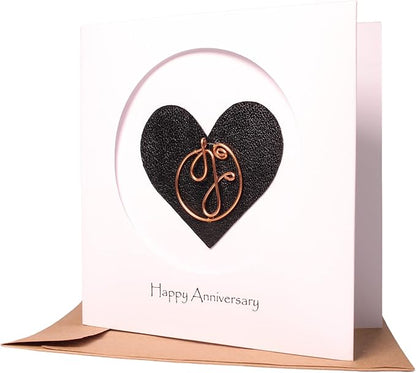 Personalized Initial Copper Card, Copper Initial, Anniversary Card for Her, Couple, Gift for Her (J)