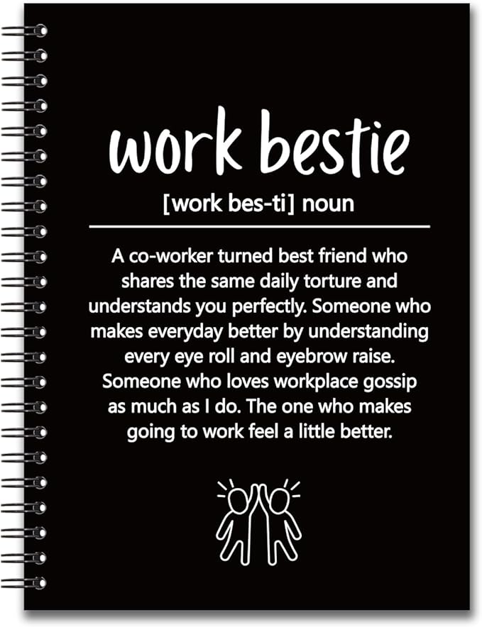 YAZMEEN Work Bestie Blank Spiral Notebook（160 Pages） Work Bestie Gift Hardcover Sketchbook Coworker Appreciation Gift Colleague Leaving Gift Funny Office Notebook Gift for Work Bestie Employee Friend