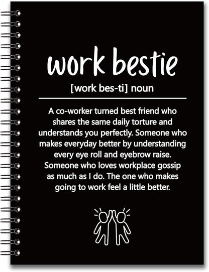 YAZMEEN Work Bestie Blank Spiral Notebook（160 Pages） Work Bestie Gift Hardcover Sketchbook Coworker Appreciation Gift Colleague Leaving Gift Funny Office Notebook Gift for Work Bestie Employee Friend