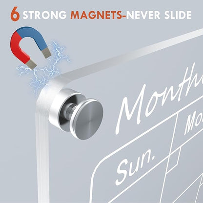 Magnetic Acrylic Calendar for Fridge,3 Pack 12"x16" Clear Fridge Calendar Dry Erase Magnetic Planning Boards Set Includes 6 Colorful Highlight Markers,Magnetic Pen Holder and Erase Towel
