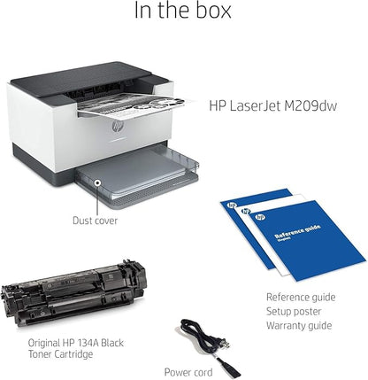 HP Laserjet M209dw High-Speed Wireless Monochrome Laser Printer for Home Use and Small Business, Fast 2-Sided Printing, Dual Band WiFi Compact Black and White Printers (Renewed)