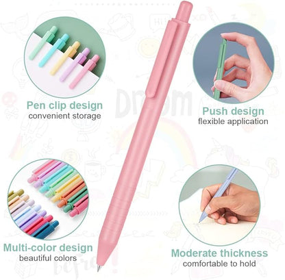 AUAUY Colored Retractable Gel Pens, 15PCS Cute Retractable Quick Dry Gel Ink Pen, Cute Pens 0.5mm Medium Point Quick Drying for Writing Drawing Journaling Note Taking School Office Home