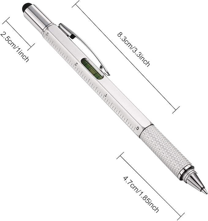 Zhanmai 8 Pcs Gift Pen for Men 6 in 1 Multitool Tool Pen with Refills Screwdriver, Ruler, Levelgauge,Fathers Christmas Graduation party Supplies(Gold, Black, Silver, Yellow)