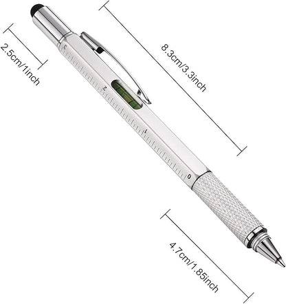 Zhanmai 8 Pcs Gift Pen for Men 6 in 1 Multitool Tool Pen with Refills Screwdriver, Ruler, Levelgauge,Fathers Christmas Graduation party Supplies(Gold, Black, Silver, Yellow)