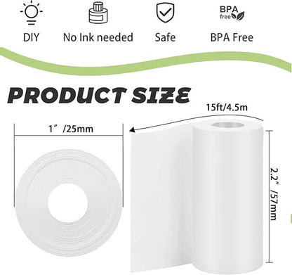 20 Rolls Thermal Paper, Glossy Thermal Printer Paper for Mini Portable Printer, 57mm X 4.5m, Diameter 26mm, Thermal Labels for Most Pocket Printer, Black Text, Suitable For Notes, List, Photos