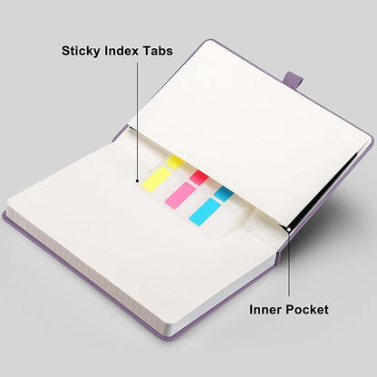 RETTACY Graph Paper Notebook, A5 Grid Notebook Journal with 192 Pages, 5.7'' × 8.3'', Medium Size, Leather Hardcover, 100 GSM Thick Paper, for Students, Homework, Math, Engineering (Purple)