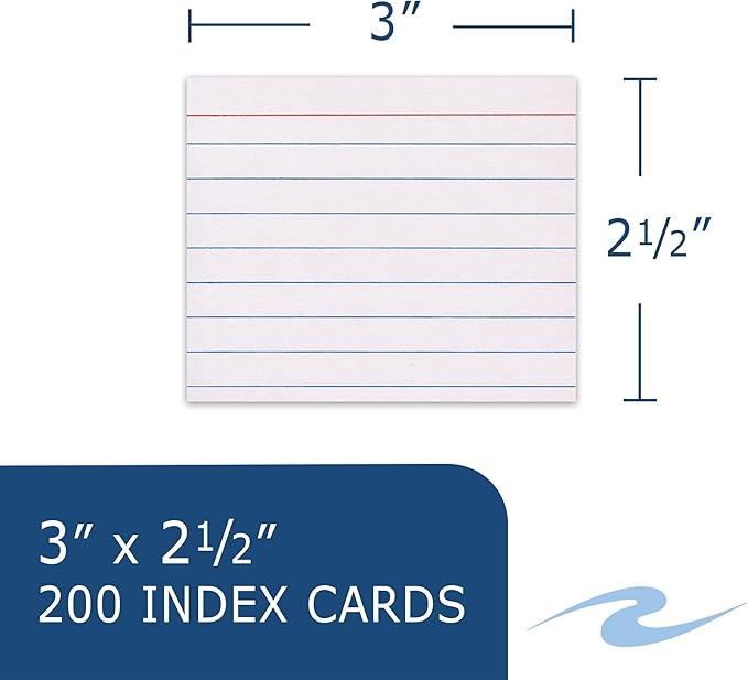 Roaring Spring Mini Index Cards 3"x2.5", 200 Count Per Set, 100# White Single Sided Ruled Paper, In Convent Tray Holder, Blank on Back (Pack of 36)
