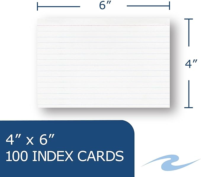Roaring Spring Index Cards 4"x6", Bulk Case of 36 Packs of 100 Each, Smooth 100# White Index Paper, Ruled on Front, Blank on Back