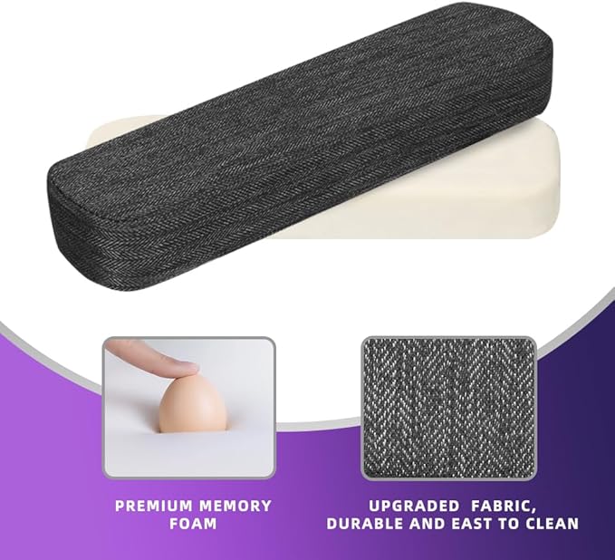 Memory Foam Office Chair Armrest Pads, Comfy Desk Chair Arm Rest Cover for Elbows and Forearms Pressure Relief(Set of 2)