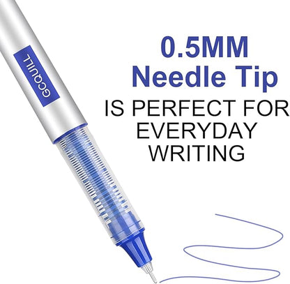 GC QUILL 48 Rollerball Pens 0.5mm Needle Point Black Liquid Ink Pens 24 and Blue Liquid Ink Pens 24 for Bullet Journaling, Office Supplies for Writing, Taking Notes & Sketching BKL48