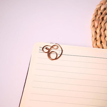 Personalized Initial Copper Bookmark, Set of 5, Handmade Copper Gift for Her, Him, Couple on Birthday, Wedding Anniversary, Alphabet Bookmark (T)