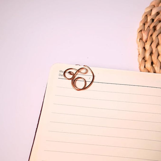 Personalized Initial Copper Bookmark, Set of 5, Handmade Copper Gift for Her, Him, Couple on Birthday, Wedding Anniversary, Alphabet Bookmark (T)