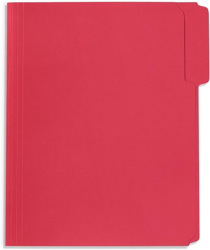 50 Red Fastener File Folders - 1/3 Cut Reinforced Tab - Durable 2 Prongs Bonded Fastener Designed to Organize Standard Medical Files, Law Client Files, Office Reports - Letter Size, Red, 50 Pack