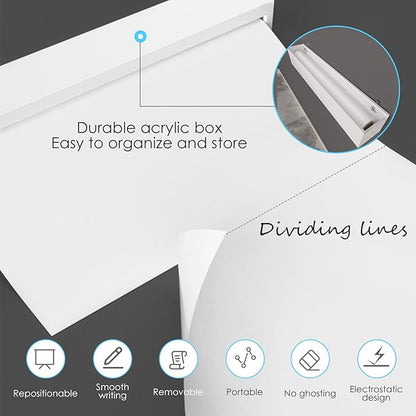 2 Roll Static Cling Dry Erase Sheets, Removable Reusable Whiteboard Poster Paper for Wall, Portable White Board Dry Erase Wallpaper 16.5x23-30 Sheets