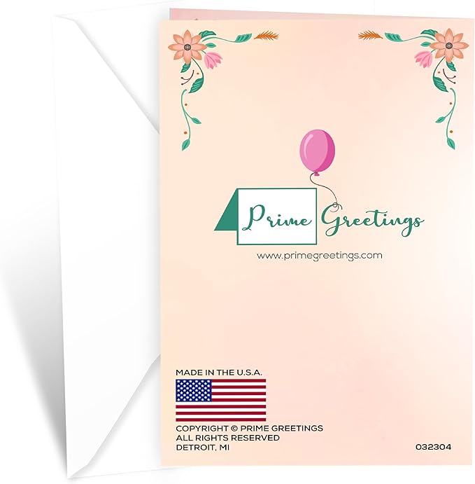 Prime Greetings Happy Birthday Card For Aunt, Made in America, Eco-Friendly, Thick Card Stock with Premium Envelope 5in x 7.75in, Packaged in Protective Mailer