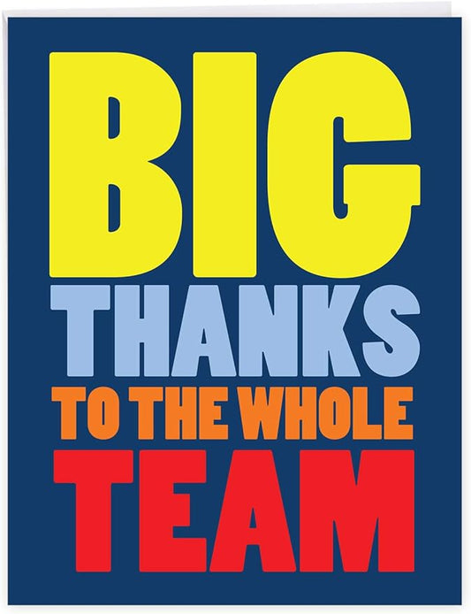 NobleWorks - Jumbo Thank You Greeting Card (Team) 8.5 x 11 Inch with Envelope (1 Pack) Large To The Whole Team J9150TYG