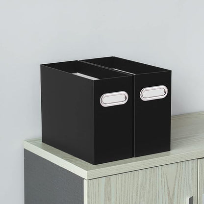 Oterri File Organizer, Small Storage Box, Cardboard File Folder Organizer, Collapsible File Box, Hanging File Organizer for Letter Size, Portable File Box with Handle, Only Box（Black，6 Packs）