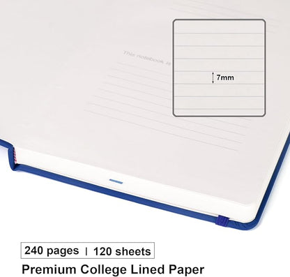 Comix Lined Journal Notebook for Women Men, Journaling Notebooks for Office School Home, 240 Pages, 5.5" x 8.3", College Ruled, A5, Hardcover, Navy Blue