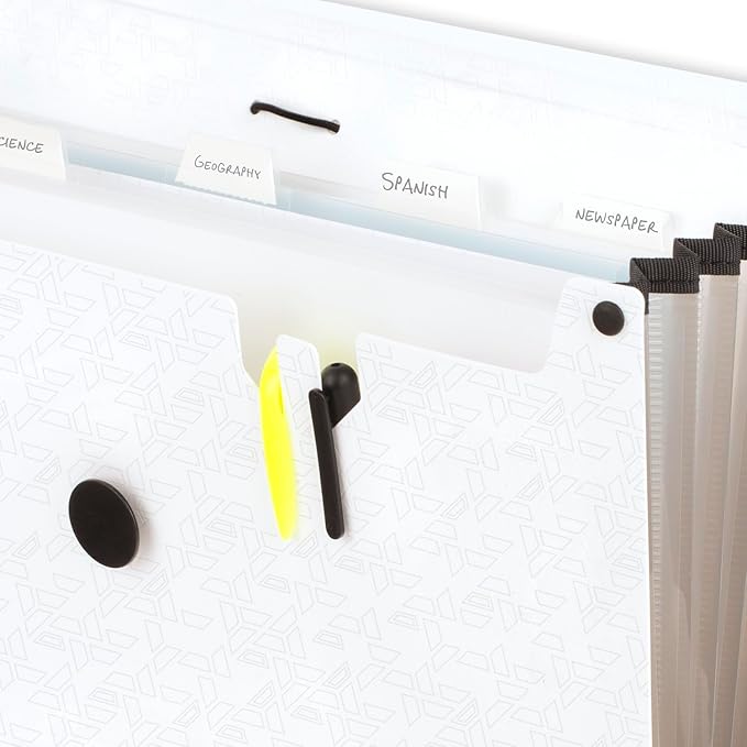 Five Star Expanding File Organizer, 6-Pocket Accordian File Organizer, Bungee Closure, Holds 11" x 8-1/2", White (350100E-ECM)