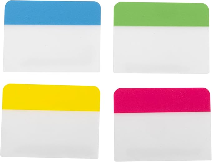 Desk Tech Sticky Index Tabs, 1.5" x 2", 16 Sheets - 4 Colors Self Adhesive File Tabs Flags Colored Page Markers Labels for Binders, Books and Notebooks