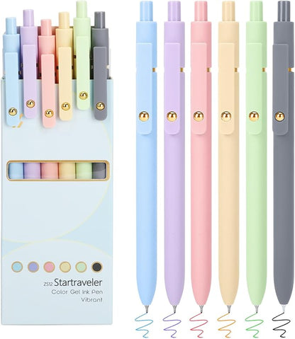 FIOVER Colored Pens, 6 Pack Colorful Gel Pens, Medium Point 0.7mm, Smooth Writing Journaling Supplies Multicolor Ballpoint for Journaling, Drawing, Doodling, and Note Taking (Multiple Colors)
