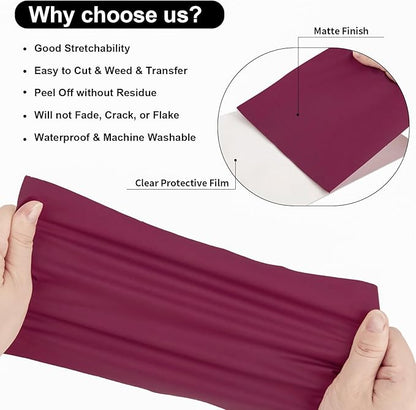 VINYL FROG Heat Transfer Vinyl Roll HTV Vinyl - 12" x5ft Burgundy Iron on Vinyl for T-Shirts, Heat Press Vinyl for DIY Craft Designs (Burgundy)