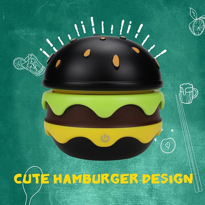 Cute Desk Lamp for Kids, Hamburger Small Boy Desk Lamps Rechargeable with Dimmable Touch Adjustable Neck,Kawaii Desk Lamp Night Light,Boy Desk Accessories Kawaii Room Decor for Boys Girl Gift