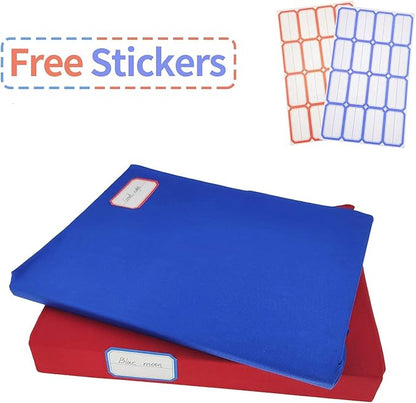 Dark Blue Stretchable Jumbo Book Covers, Washable Reusable Book Protector fits Hardcover Textbooks up to 9" x 12" Office Supply with Free Sticker Labels (1 Pack, Dark Blue)