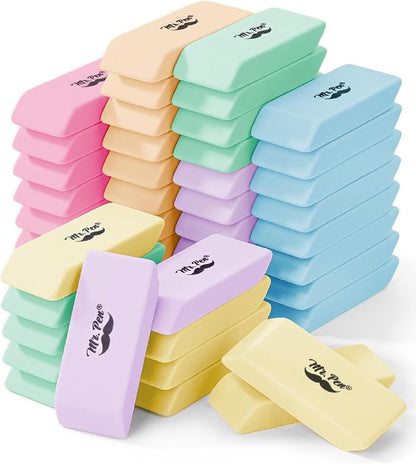 Mr. Pen- Erasers, 48 Pack, Pastel Colors Pencil Eraser, Erasers for Pencils, Mr Pen Erasers, Erasers for School, Large Eraser, Block Erasers for School, Rubber Eraser, Large Erasers for School