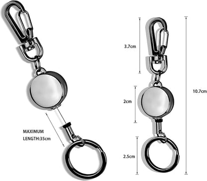 Bling Retractable Keychain, Cute Metal Carabiner Badge Holder,Retractable Badge Reel with Claw Clasp for Id Card Holders Key Ring (2Pack Glittery Purple)