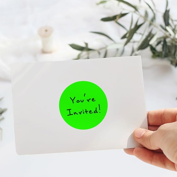 ChromaLabel 3 Inch Round Sticker Labels, High Visibility Permanent Sticky Dots Color Coding Labels, Easy to Write On Color Coded Stickers - 500 Colored Labels per Roll - Matte Finish Fluorescent Green