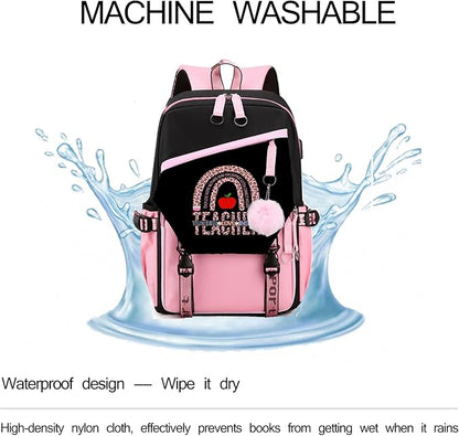 Teacher Backpack for Women,16.5 Inch Laptop Backpack With USB Charging Port Large Capacity Travel Backpack,Pink (Teacher Backpack, One Size)