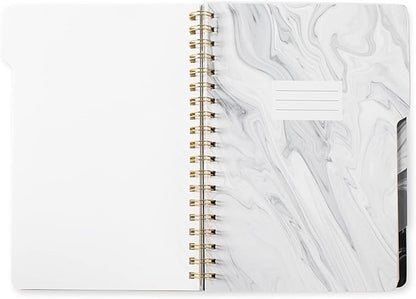 Fringe Studio Large Tab Notebook,Marble Gray, Flexible Paperback Cover, College Ruled, 5 Subject/Die-Cut Dividers, Notebook, 7.25" X 10", 180 Lined Pages (343005), Multicolor