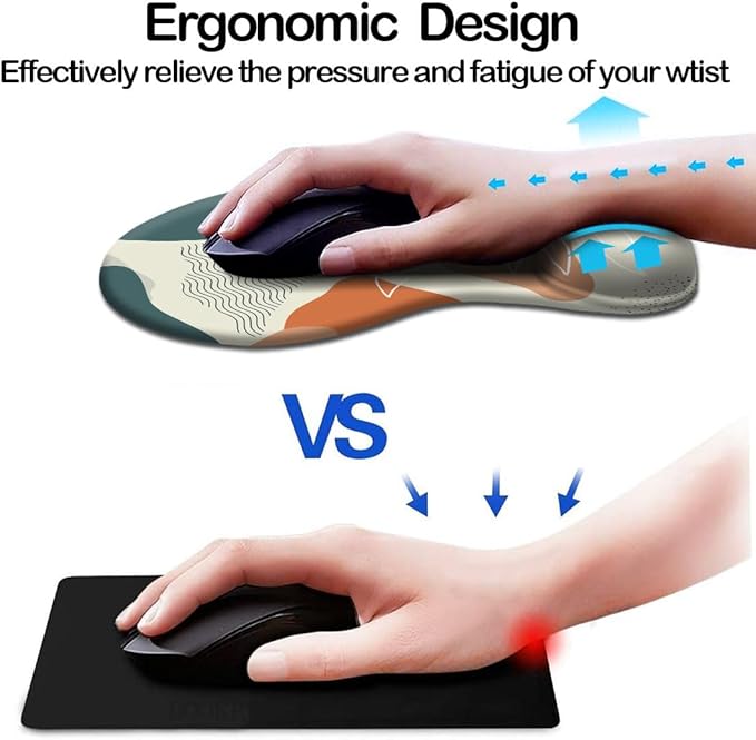 DOOKE Ergonomic Mouse Pad with Wrist Support and Coaster,Mouse Pads with Non-Slip PU Base for Home Office Working Studying Easy Typing & Pain Relief Leaf Abstract
