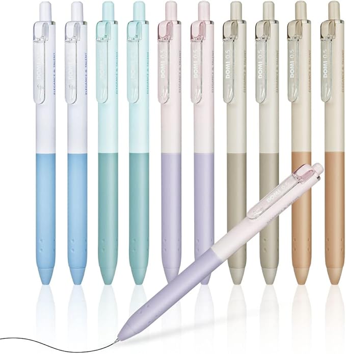 AUAUY 10Pcs Retractable Gel Ink Pens, Quick Dry Gel Ink Pen, Smooth Writing Pens, 0.5mm Black Ink Pens, Office School Supplies Gifts for Women & Men