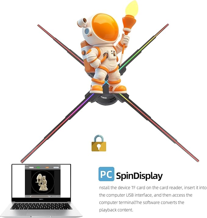 3D Hologram Fan,39.4 inche Hologram Fan Projector Advertising Display HD LED 2000*1444PX Resolution for Christmas, Halloween, Business, Shop, Holiday 100CM Holographic with 700 Video Library