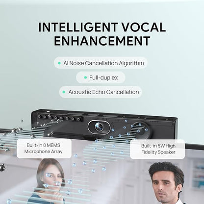 Yealink MeetingBar A10 Conference Room Webcam 4K 120° Wide Angle Camera with Android OS, Video Conferencing System with Microphone and Speaker, AI Speaker Tracking, Auto Framing, Teams Zoom Certified