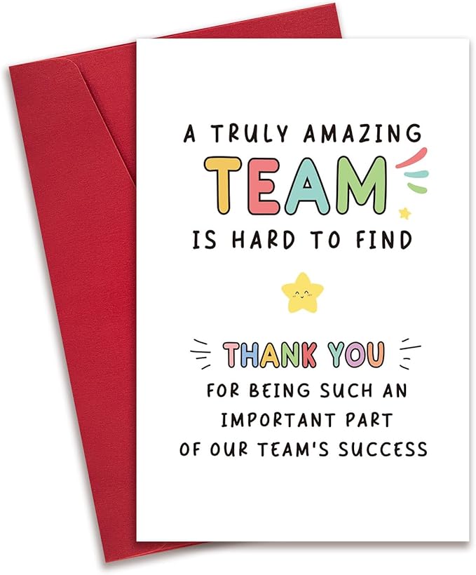 Cute Appreciation Card, Thank You Card for Him Her, Employee Appreciation Gift, Encouragement Card for Work Bestie Coworker, Truly Amazing Team Is Hard to Find