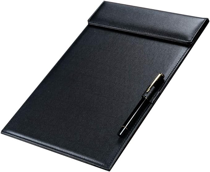 PU Leather Clipboard 13" X 9" - A4 File Clip Folder Document Organizer Writing Pad Business Card Holder - Magnetic Conference Pad with Pen Holder for Hotel Office Hospital School